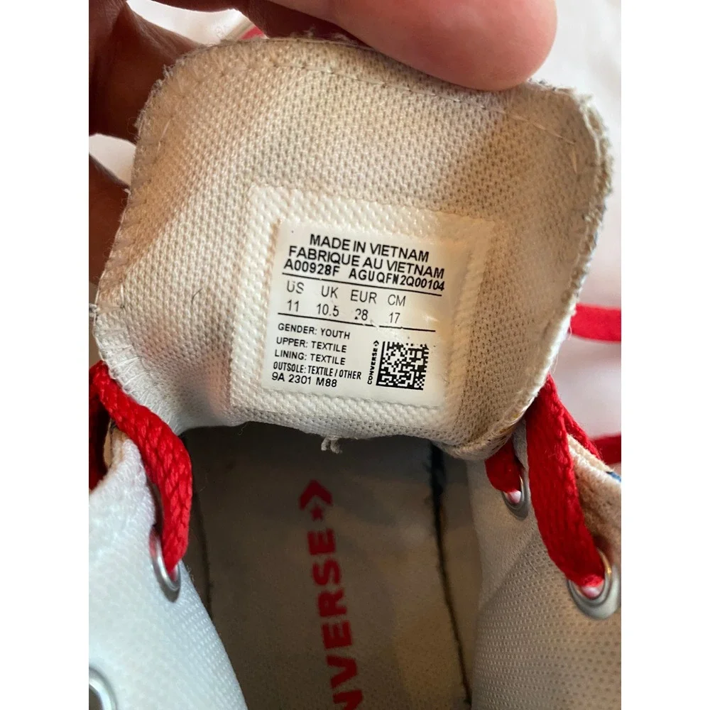 Converse Youth Dinosaur Print Playful High Top Sneakers Retro White Red